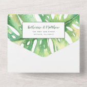 Invitation Tout En Un Moderne Tropical Island Palm Mariage (Verso)