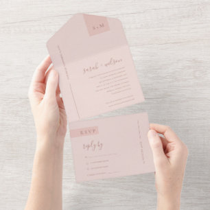 INVITATION TOUT EN UN MOINS DOUX PASTEL BLUSH ROSE ROSE MARIAGE TOUT I