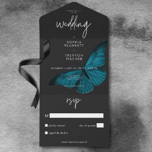 Invitation Tout En Un Moisi foncé Moisi Turquoise Mois Pas de Mariage