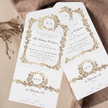 Invitation Tout En Un Monogram Gold Foil Crest Classic Elegant Wedding<br><div class="desc">Monogram Gold Foil Crest Classic Elegant Wedding All in One Invitation *pas de véritable feuille _____________________________________________________________________________________________________________________________________________________________________________________________________________________******************* Cette collection présente des modèles monogrammés personnalisés avec une couronne et un cadre tissés de manière complexe, qui incarnent l'essence d'un mariage classique et mémorable. Profitez de la célébration de la tradition et du design...</div>