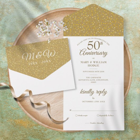 Invitation Tout En Un Monogramme 50e anniversaire de mariage