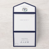 Invitation Tout En Un Monogramme Ancre nautique Mariage de marine (Dehors)