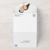 Invitation Tout En Un Monogramme bleu brillant en argent (Dehors)