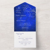 Invitation Tout En Un Monogramme bleu brillant en argent (À l'intérieur)