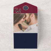 Invitation Tout En Un Monogramme Bourgogne QR Code Mariage (Dehors)