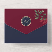 Invitation Tout En Un Monogramme Bourgogne QR Code Mariage (Verso)