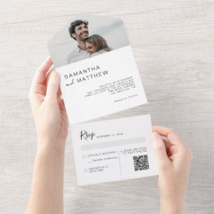 Invitation Tout En Un Monogramme de mariage minimaliste moderne élégant