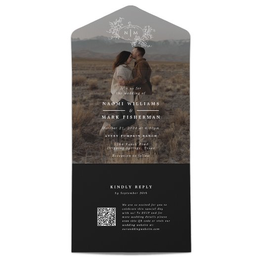 Invitation Tout En Un Monogramme de Mariage photo Vins citrouilles avec 