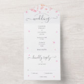 Invitation Tout En Un Monogramme de script floral de fleur de pêcher  (À l'intérieur)