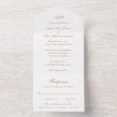Invitation Tout En Un Monogramme de script formel Or Mariage élégant (À l'intérieur)