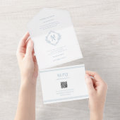 Invitation Tout En Un Monogramme Diamant Avec Fleurs Triplé Mariage (Déchirure)