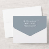 Invitation Tout En Un Monogramme Dusty Blue avec Mariage photo superposé (Verso)