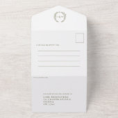 Invitation Tout En Un monogramme feuille blanc vert olive mariage (Dehors)