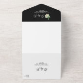 Invitation Tout En Un Monogramme floral blanc élégant Mariage noir moder (Dehors)