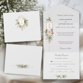 Invitation Tout En Un Monogramme floral de Noël tout simplement élégant