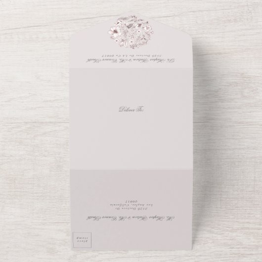 Invitation Tout En Un Monogramme floral rose vif Classique Mariage éléga (Dehors)