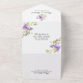 Invitation Tout En Un Monogramme Floral Violet Mariage élégant (Dehors)