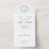 Invitation Tout En Un Monogramme hébreu juif tout en un mariage Invitati (À l'intérieur)