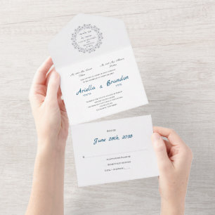 Invitation Tout En Un Monogramme hébreu juif tout en un mariage Invitati