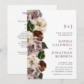 Invitation Tout en Un Monogramme Humeur Florale Bordure Maria (Devant / Derrière)