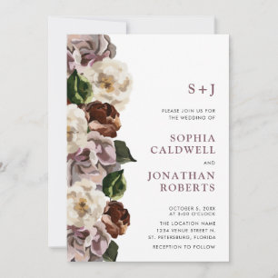 Invitation Tout en Un Monogramme Humeur Florale Bordure Maria