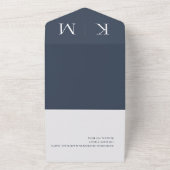 Invitation Tout En Un Monogramme-Mariage bleu et blanc- (Dehors)