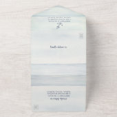 Invitation Tout En Un Monogramme Mariage d'aquarelle marine (Dehors)