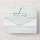 Invitation Tout En Un Monogramme Mariage d'aquarelle marine (Verso)