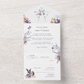 Invitation Tout En Un Monogramme | Mariage d'Halloween floral squelette (À l'intérieur)