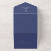 Invitation Tout En Un Monogramme Marine bleu QR Code (Dehors)