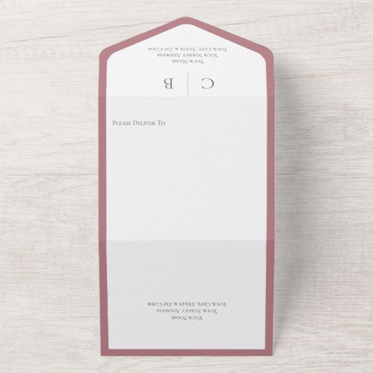 Invitation Tout En Un Monogramme minimal bleu et blanc marine Code QR (Dehors)