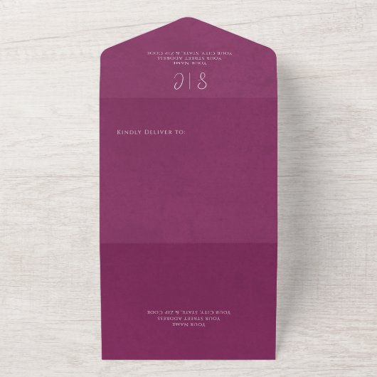 Invitation Tout En Un Monogramme minimal magenta moderne Code QR (Dehors)