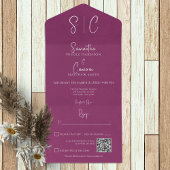Invitation Tout En Un Monogramme minimal magenta moderne Code QR