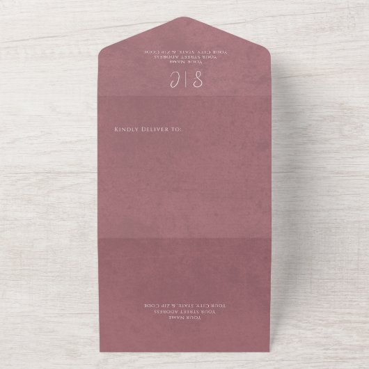 Invitation Tout En Un Monogramme minimal rose moderne QR Code (Dehors)