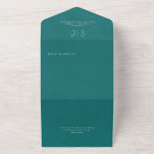Invitation Tout En Un Monogramme minimal Turquoise moderne Code QR (Dehors)