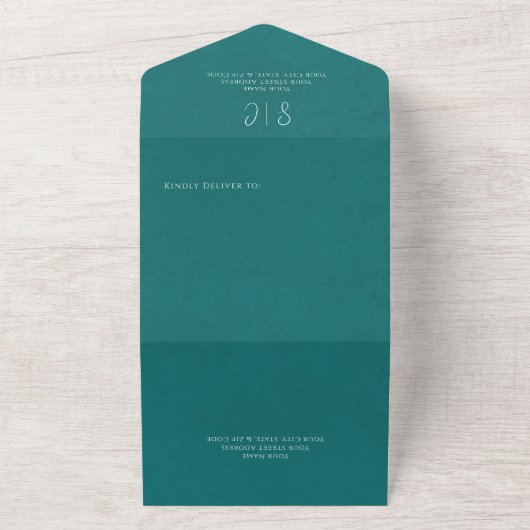 Invitation Tout En Un Monogramme minimal Turquoise moderne Code QR (Dehors)