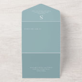 Invitation Tout En Un Monogramme moderne Aqua Blue QR Code (Dehors)