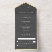 Invitation Tout En Un Monogramme moderne élégant noir (À l'intérieur)