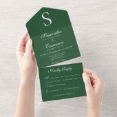 Invitation Tout En Un Monogramme moderne Emerald Green (Déchirure)