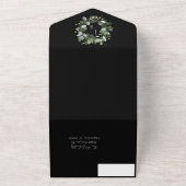 Invitation Tout En Un Monogramme moderne Eucalyptus Wreath Black (Dehors)
