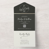 Invitation Tout En Un Monogramme moderne Mariage noir blanc tout en un I (À l'intérieur)