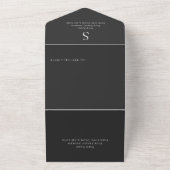 Invitation Tout En Un Monogramme moderne Noir QR Code (Dehors)