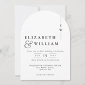 Invitation Tout en un Monogramme moderne QR Code Mariage Arch (Devant)