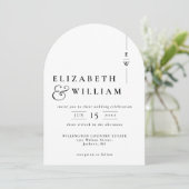 Invitation Tout en un Monogramme moderne QR Code Mariage Arch (Debout devant)