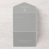 Invitation Tout En Un Monogramme moderne Silver Grey QR Code (Dehors)
