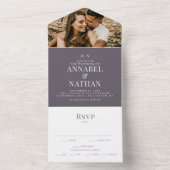 Invitation Tout En Un Monogramme moderne simple et gris photo (À l'intérieur)