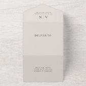 Invitation Tout En Un Monogramme moderne simple et Mariage ivoire photo (Dehors)