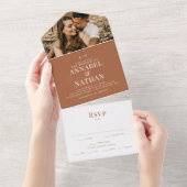 Invitation Tout En Un Monogramme moderne simple et photo Mariage en terr (Déchirure)