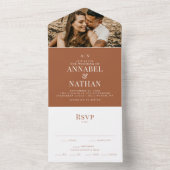 Invitation Tout En Un Monogramme moderne simple et photo Mariage en terr (À l'intérieur)