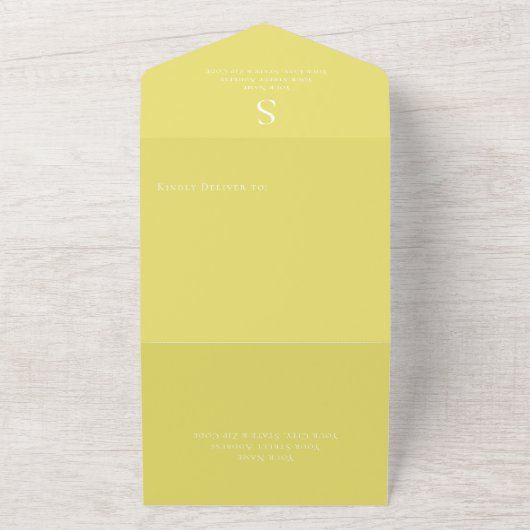 Invitation Tout En Un Monogramme moderne Sunflower Yellow QR Code (Dehors)